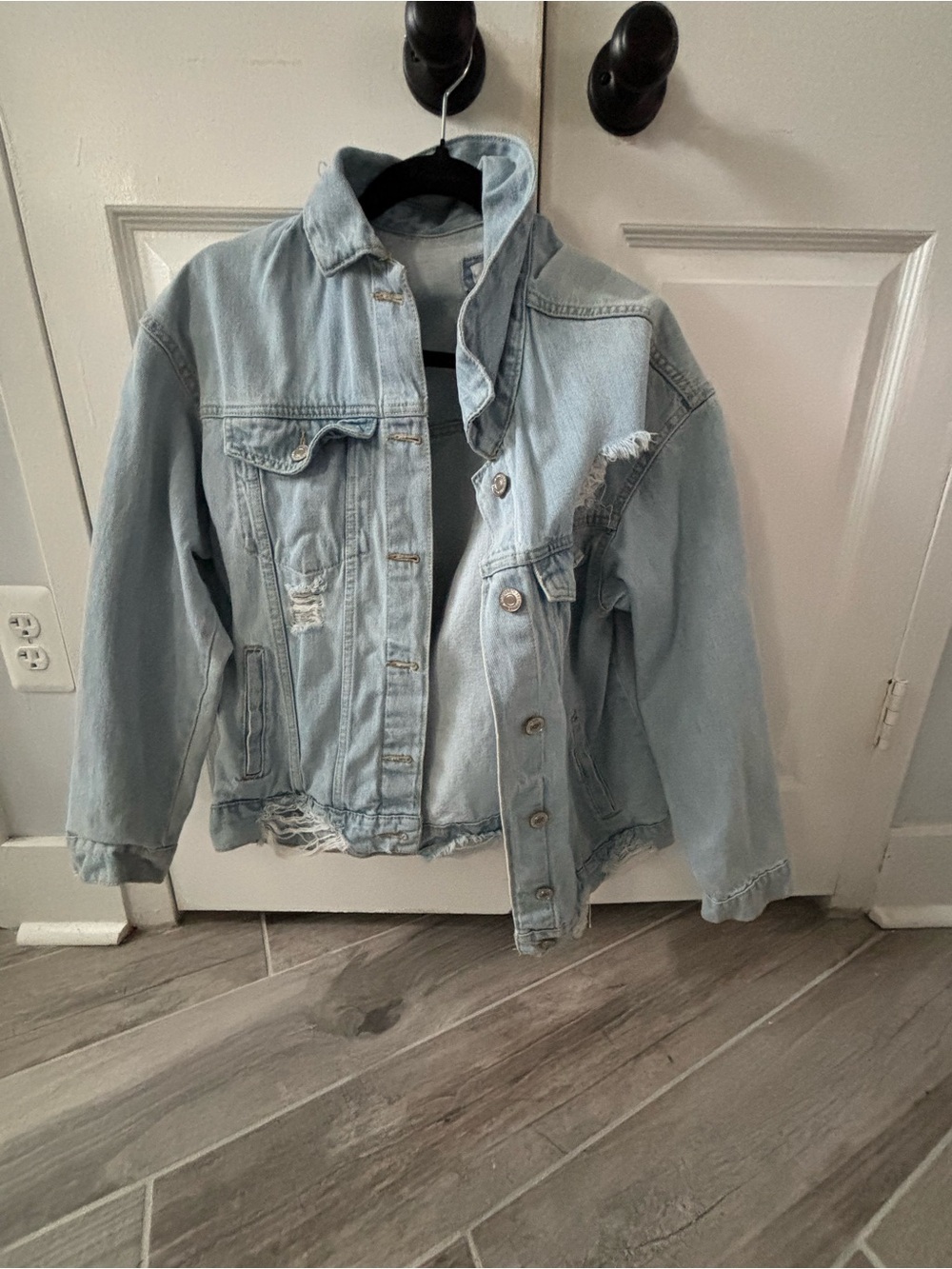 Forever 21 Light Wash Distressed Denim Jacket